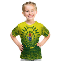 Cook Islands T Shirt For Kid Polynesian Tattoo Sunshine LT4 Youth XL Size14 - Polynesian Pride