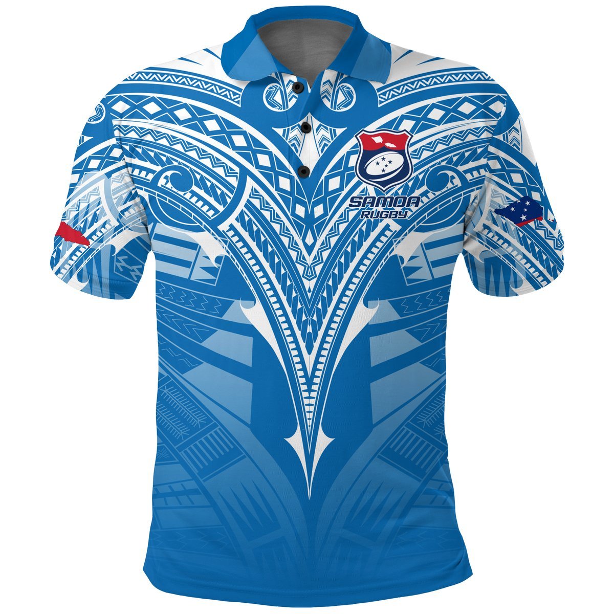 Custom Samoa Rugby Toa Samoa Blue Style Polo Shirt LT2 - Polynesian Pride