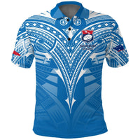 Custom Samoa Rugby Toa Samoa Blue Style Polo Shirt LT2 - Polynesian Pride
