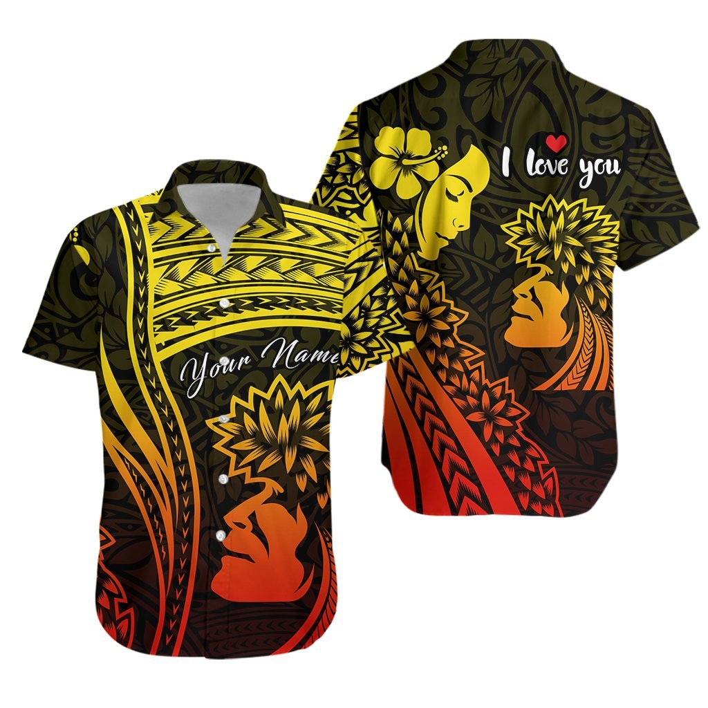 Custom Outfit For Couple Polynesian Valentine Couple Matching Dress and Hawaiian Shirt I LOVE YOU Hibiscus Style Special LT13 - Polynesian Pride