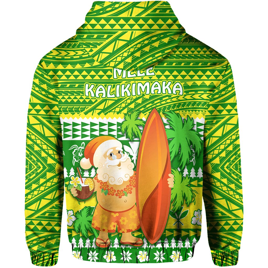 Hawaii Christmas Zip Hoodie Polynesian Mele Kalikimaka Santa Claus LT13 - Polynesian Pride