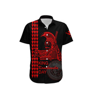 Hawaii Couples Matching Outfits Combo Long Sleeve Dress Kamehameha Day - Red LT6 - Polynesian Pride