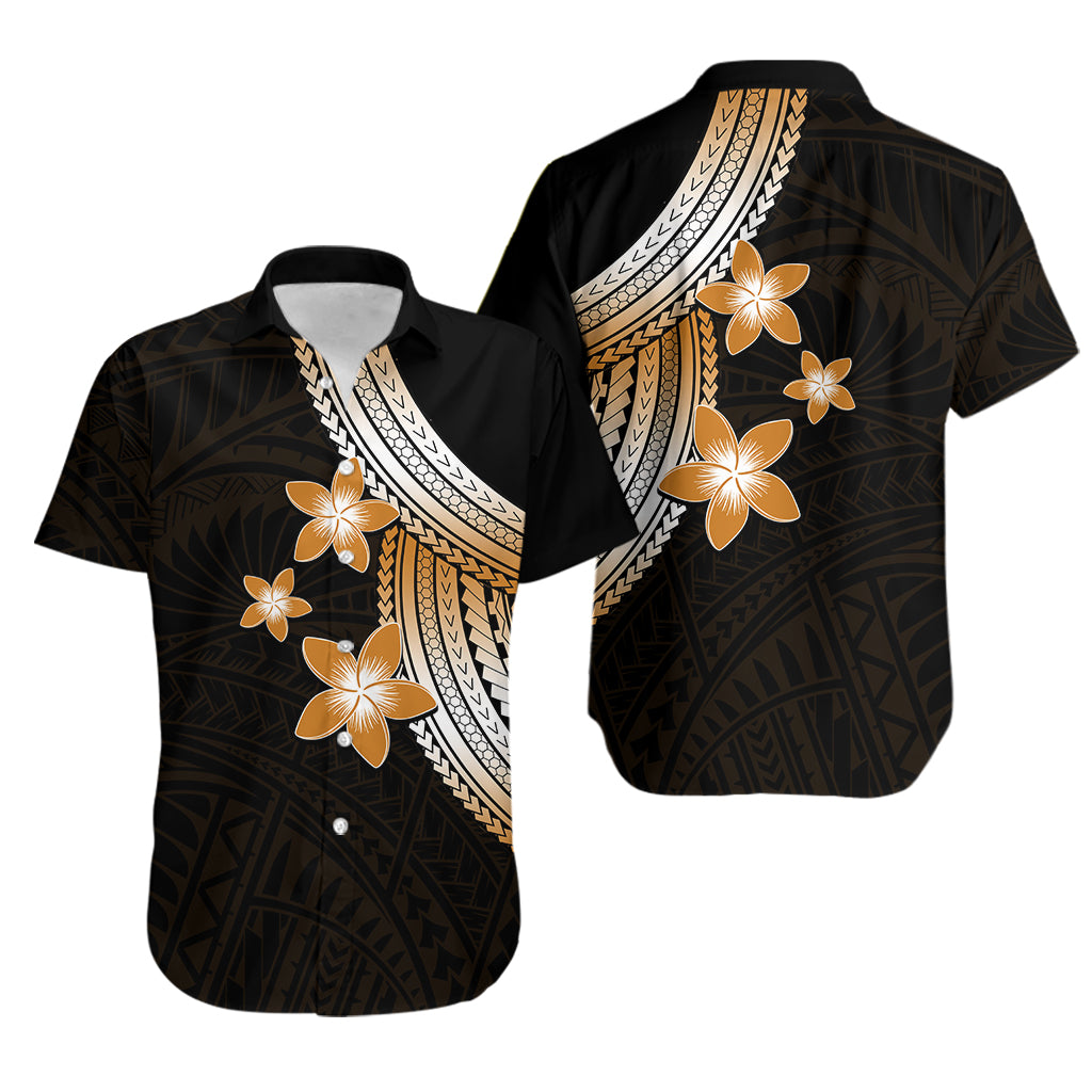 Polynesian Couples Matching Outfits Combo Long Sleeve Dress With Plumeria Flower Gold LT6 - Polynesian Pride