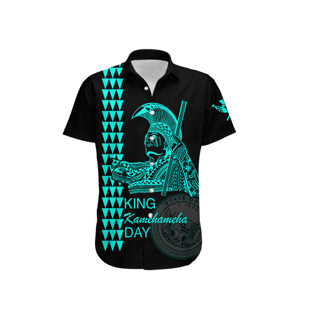 Hawaii Couples Matching Outfits Combo Long Sleeve Dress Kamehameha Day - Green LT6 - Polynesian Pride