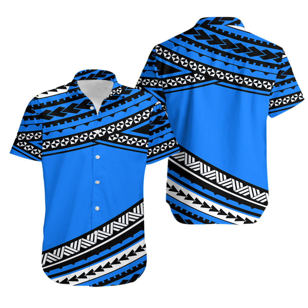 Polynesian Couples Matching Outfits Combo Long Sleeve Dress Simple Blue LT6 - Polynesian Pride