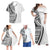 Hawaii Matching Clothes For Family Polynesian Tribal White Curve Style Off Shoulder Long Sleeve Dress And Shirt - Polynesian Pride