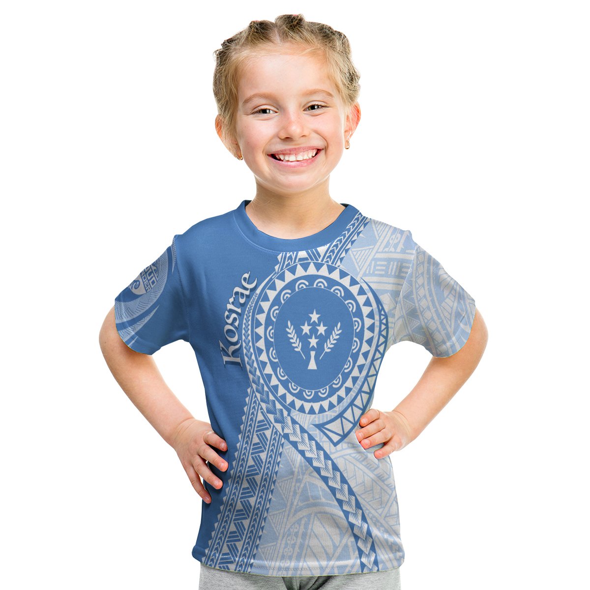 (Custom Personalised) Fsm Kosrae Micronesian Pattern Kid T Shirt Proud Islander LT7 Youth XL Size14 - Polynesian Pride