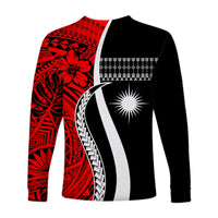 (Custom Personalised) Marshall Islands Long Sleeve Shirt Simple Pattern Version Red LT13 - Polynesian Pride