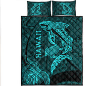 hawaii-shark-and-turtle-quilt-bed-set-with-turquoise-kakau