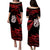 Couples Matching Hawaiian Outfits Matariki New Zealand Puletasi Dress and Hawaiian Shirt Manaia with Paua Shell - Red LT9 - Polynesian Pride
