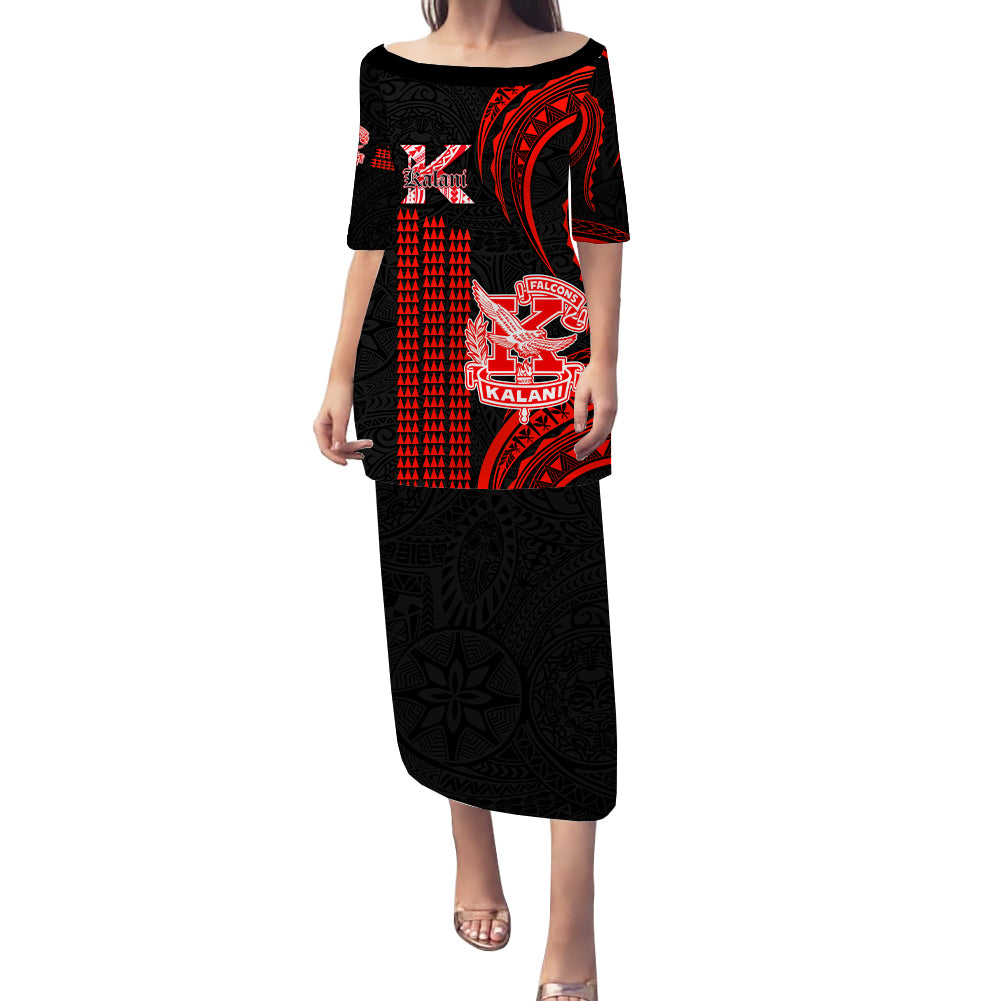 Personalised Matching Outfit For Couples Hawaii Kalani High School Puletasi Dress and Hawaiian Shirt Polynesian Kakau Pattern LT14 - Polynesian Pride