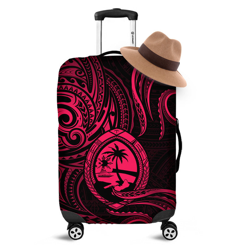 Polynesian Pride Guam With Polynesian Tribal Tattoo and Coat of Arms Luggage Cover Pink Version LT9 Pink - Polynesian Pride