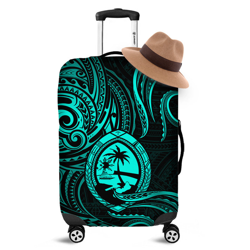 Polynesian Pride Guam With Polynesian Tribal Tattoo and Coat of Arms Luggage Cover Turquoise Version LT9 turquoise - Polynesian Pride