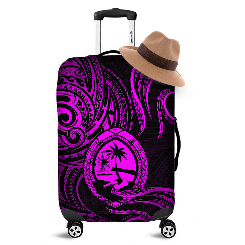 Polynesian Pride Guam With Polynesian Tribal Tattoo and Coat of Arms Luggage Cover Purple Version LT9 Purple - Polynesian Pride