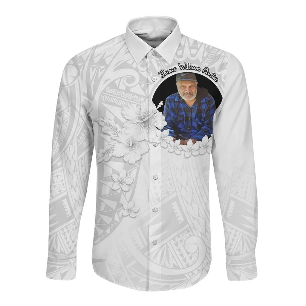 CUSTOMER REQUEST - neridaaustin - 15/09/2026 - Long Sleeve Button Shirt - LT05 Unisex White - Polynesian Pride