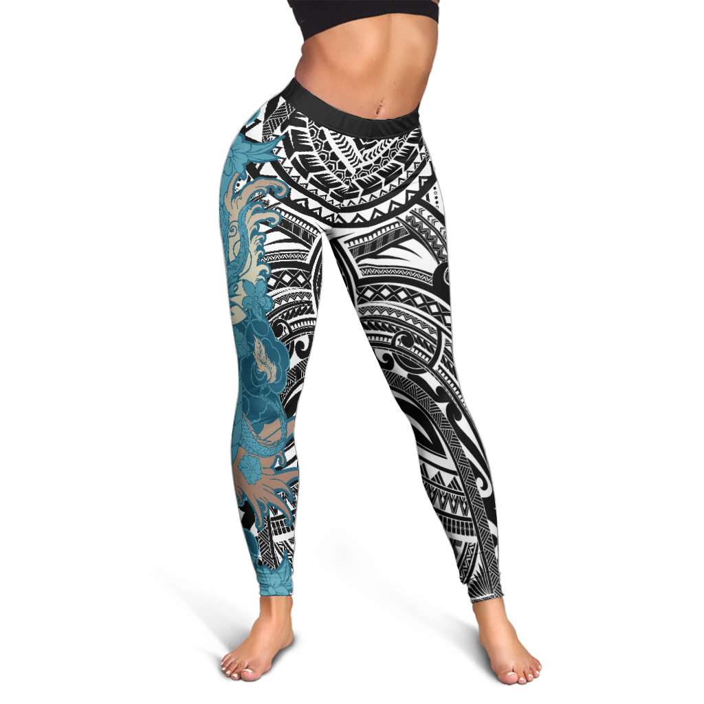 Polynesia Dragon Tattoo Leggings - Tribal Fire Pattern LT05
