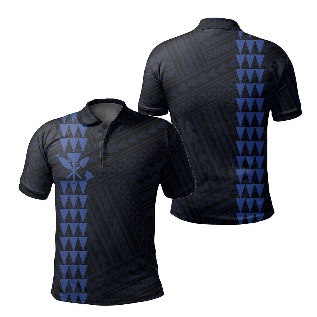 Hawaiian Kakau Polo Shirt - Simple Style Full Color LT6 Unisex Blue - Polynesian Pride