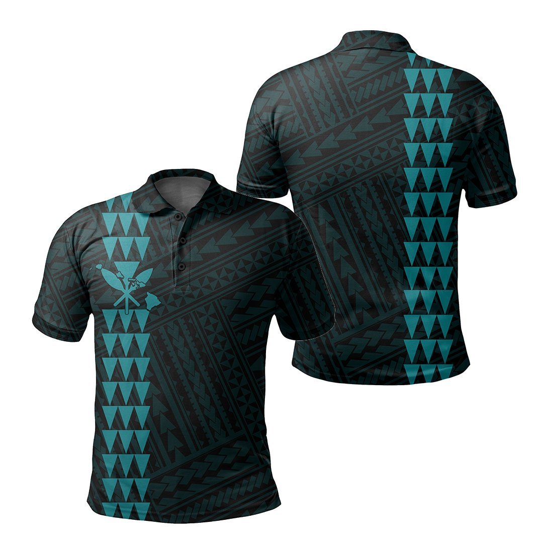 Hawaiian Kakau Polo Shirt - Simple Style Full Color LT6 Unisex Green - Polynesian Pride