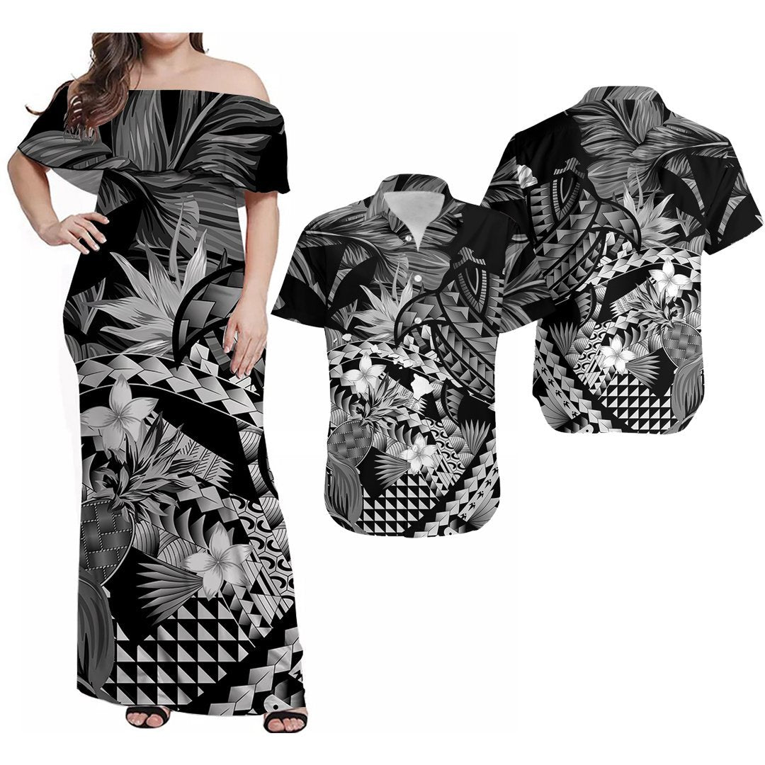 Hawaii Polynesian Hawaiian With Turtle Matching Dress and Hawaiian Shirt - No.8 LT6 Art - Polynesian Pride