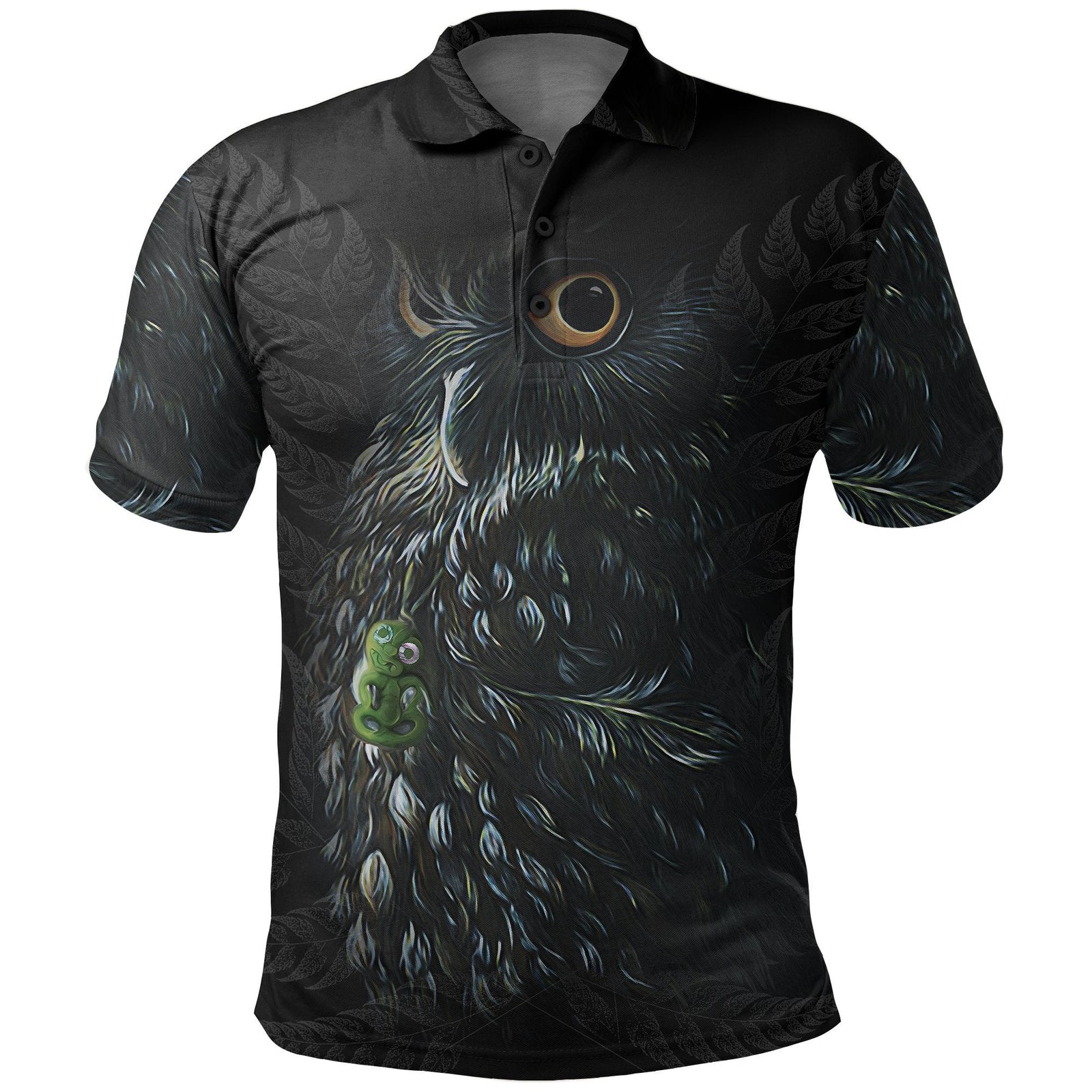 Morepork New Zealand Polo Shirt KID Kid Black - Polynesian Pride