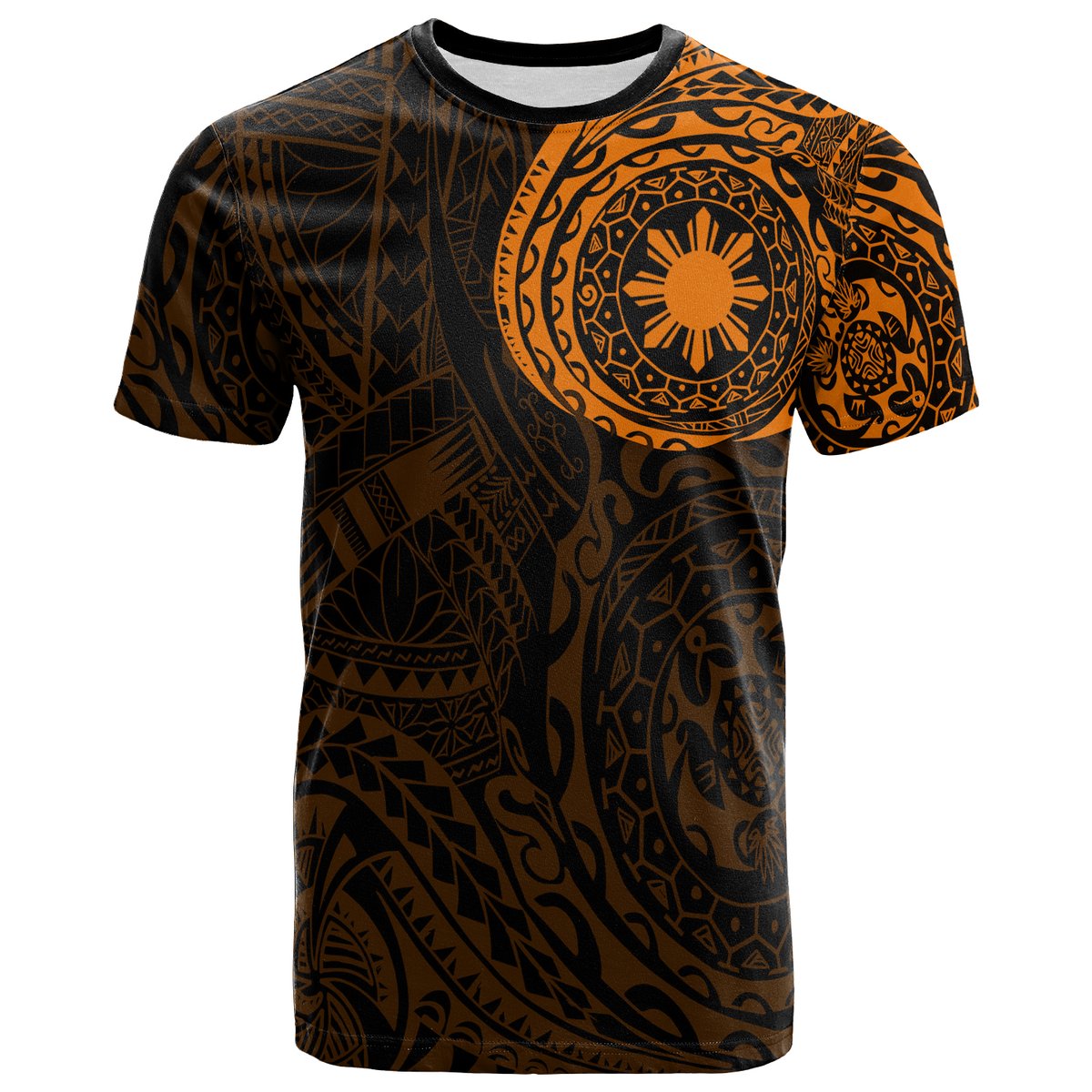 Philippines Polynesian T-Shirt - Polynesian Tattoo Style Adult Orange - Polynesian Pride