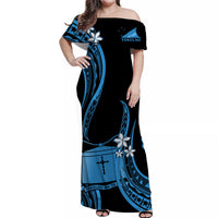 Tokelau Matching Dress and Hawaiian Shirt Tokelauan Tatau with Badge Blue LT14 - Polynesian Pride