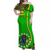Personalised Cook Islands Matching Hawaiian Shirt and Dress June 15 Mangaia Gospel Day Green LT14 No Shirt Green - Polynesian Pride