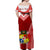 Personalised Tonga Heilala Flowers Matching Dress and Hawaiian Shirt Tongan Ngatu White LT14 No Shirt Red - Polynesian Pride