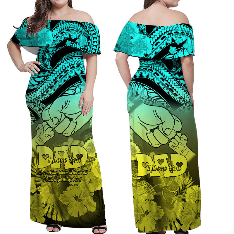 Matching Hawaiian Outfits For Couples Polyneisian Happy Father Day Dress and Hawaiian Shirt I Love You Dad Tribal Gradient 1 LT9 - Polynesian Pride