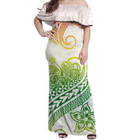 Hawaii Polynesian Tribal Tattoo Retro Couple Off Long Dress and Hawaiian Shirt Gradient 02 Screen Color LT9 - Polynesian Pride