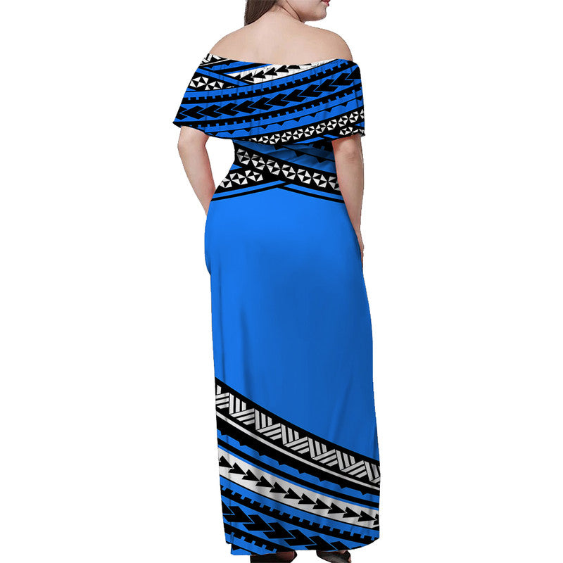 Polynesian Matching Dress and Hawaiian Shirt Simple Blue LT6 - Polynesian Pride