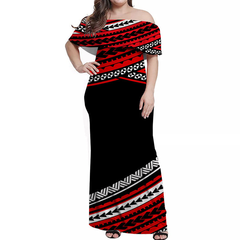 Polynesian Matching Dress and Hawaiian Shirt Simple Red LT6 - Polynesian Pride