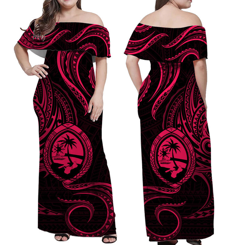 Polynesian Matching Dress and Hawaiian Shirt Guam Coat of Arms with Polynesian Tribal Tattoo Pink Version LT9 - Polynesian Pride