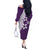 Polynesian Couples Matching Outfits Combo Long Sleeve Dress With Plumeria Flower Purple LT6 - Polynesian Pride