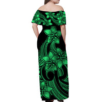Polynesian Matching Outfit For Family - Plumeria Flowers Long Dress Hawaiian Shirt Polynesian Tribal Green Vibe LT9 - Polynesian Pride