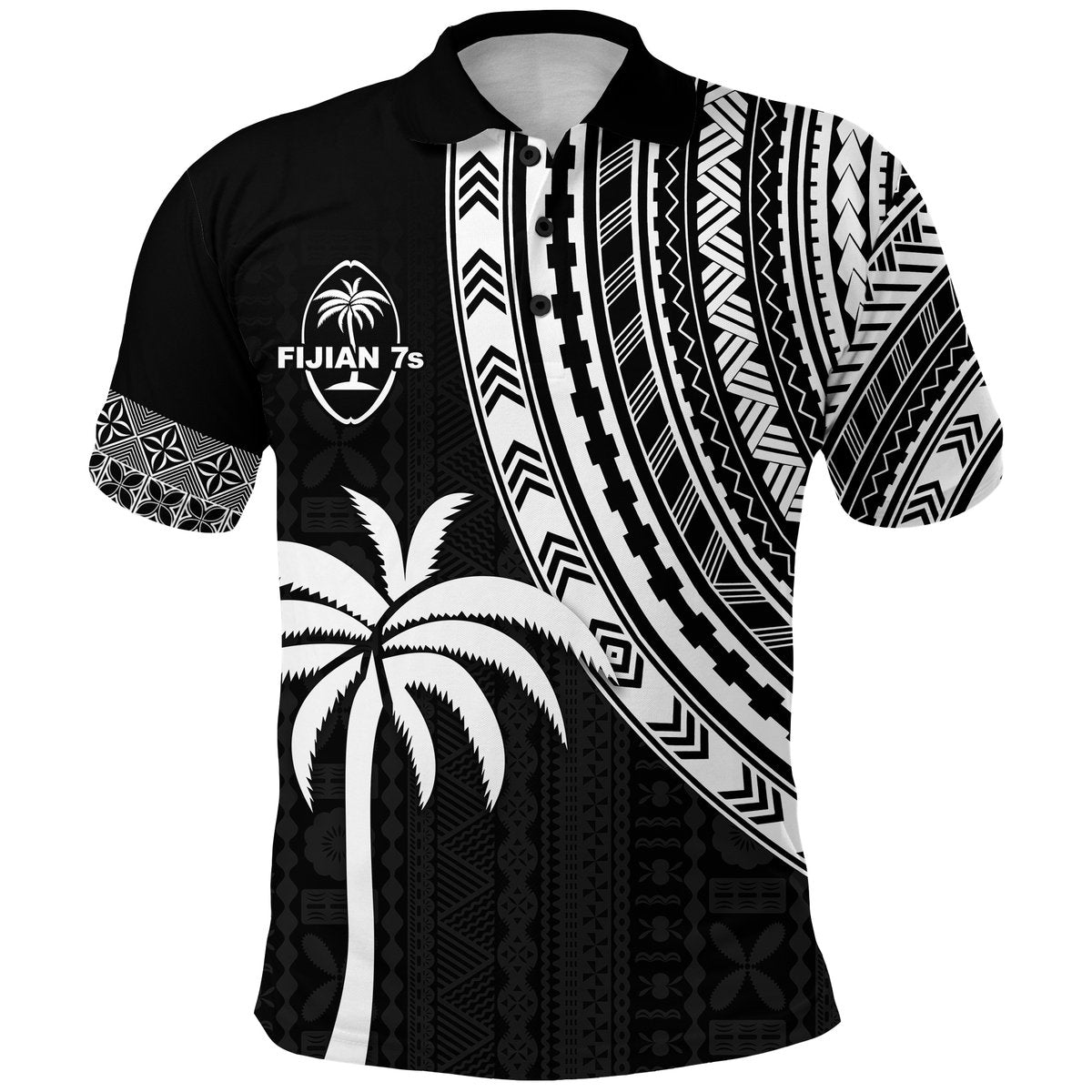 Fiji Rugby Sevens Fijian Tapa – Polo Shirt – LT13 Black - Polynesian Pride