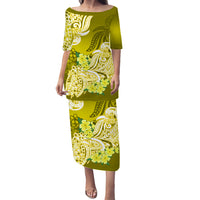 Polynesian Floral Tribal Puletasi Dress Yellow LT9 - Polynesian Pride