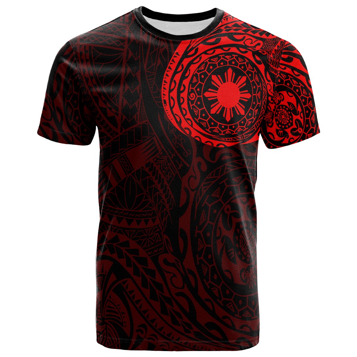 Philippines Polynesian T-Shirt - Polynesian Tattoo Style Adult Red - Polynesian Pride