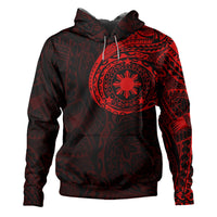 Philippines Polynesian Tattoo Style Hoodie Multicolor Pullover Hoodie Red - Polynesian Pride