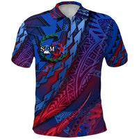 Samoa Polo Shirt Artsy Style Mixed Blue LT9 Adult Mixed Blue - Polynesian Pride
