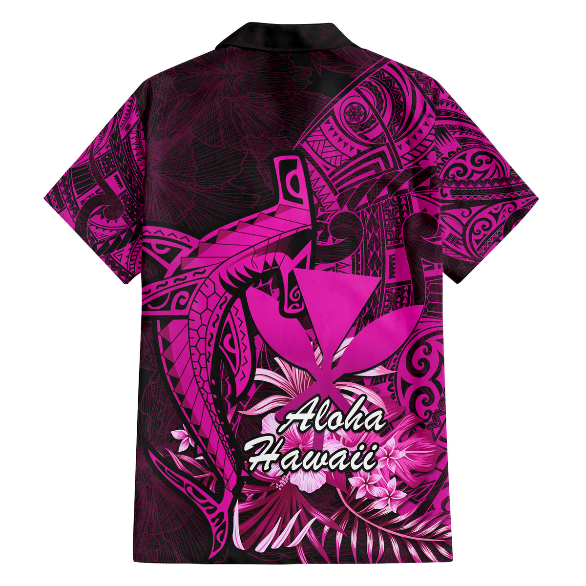 Hawaii Islands Short Sleeve Shirt Maui Map Hawaiian Shark With Tropical Flowers LT14 - Polynesian Pride