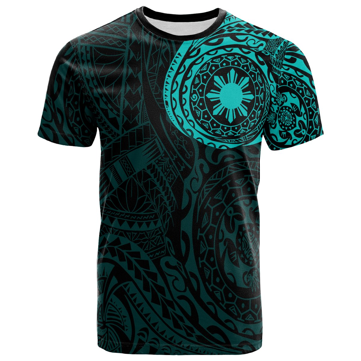Philippines Polynesian T-Shirt - Polynesian Tattoo Style Adult Turquoise - Polynesian Pride