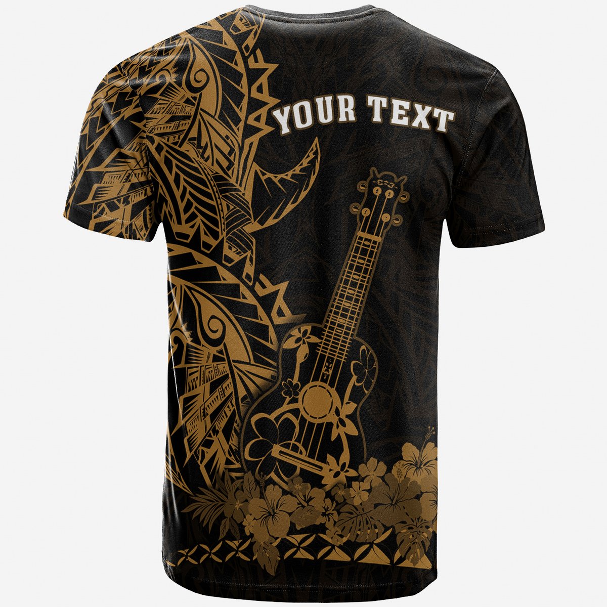 Custom Hawaii Polynesian T Shirt Ukulele Gold LT13 - Polynesian Pride