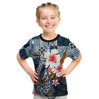 (Custom Personalised) Hawaii Fish Hook T Shirt Kid Blue Style LT6 Youth XL Size14 - Polynesian Pride