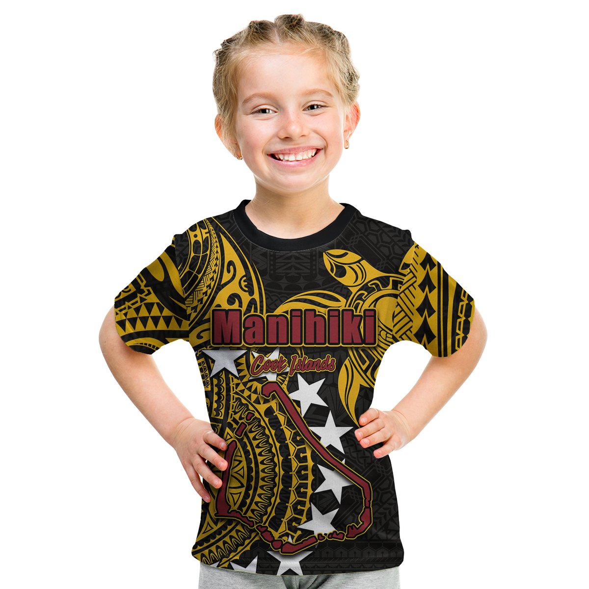 (Custom Personalised)Cook Islands T Shirt Kid Manihiki LT6 Youth XL Size14 - Polynesian Pride