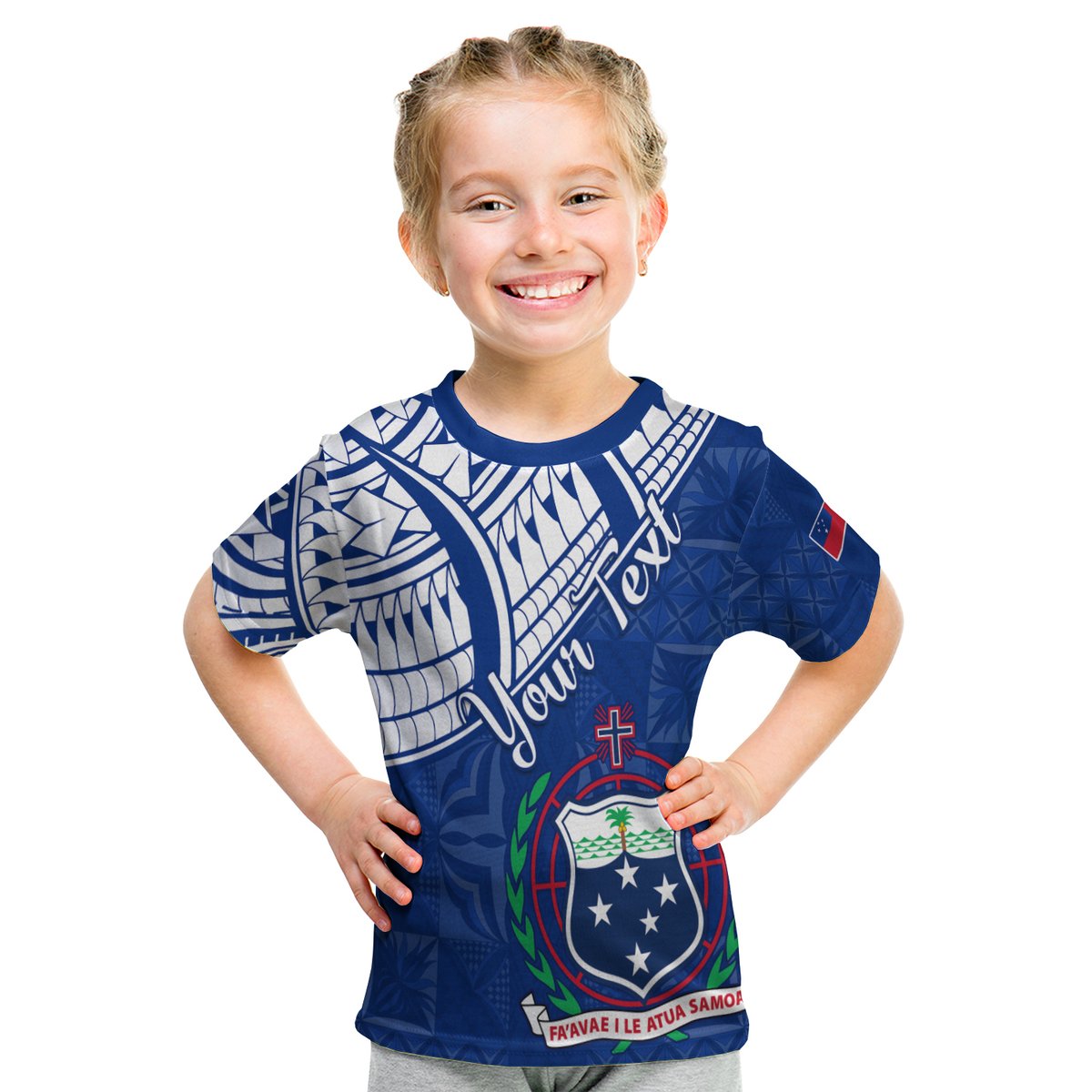 (Custom Personalised) Samoa Siapo T Shirt KID Sporty Mix Barkcloth Panel LT13 Youth XL Size14 - Polynesian Pride