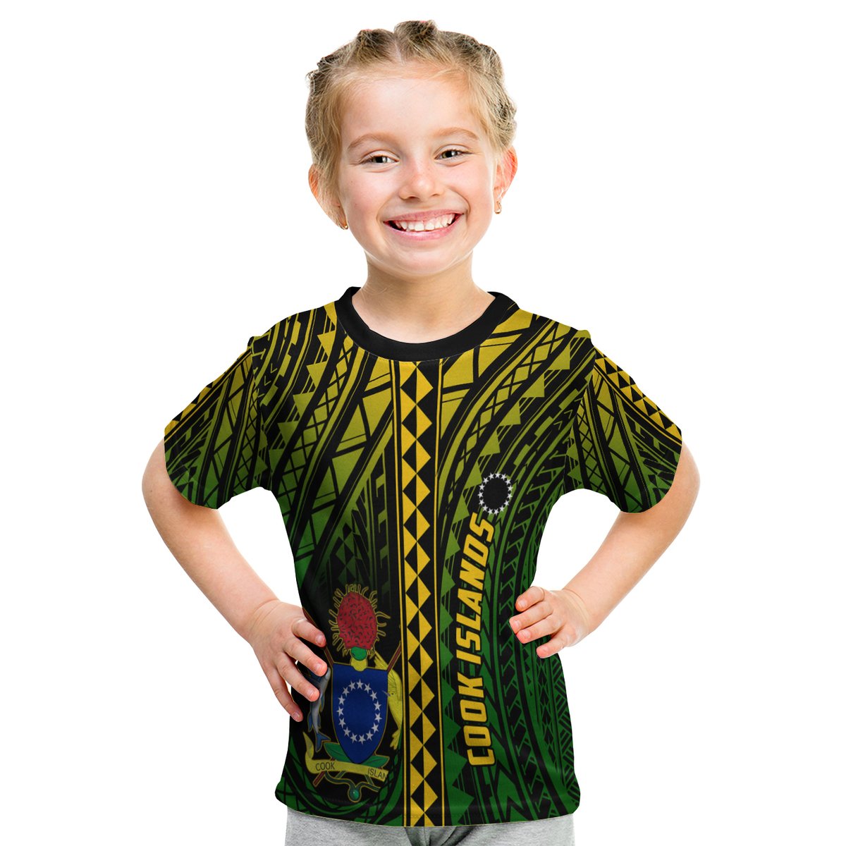 Cook Islands T Shirt Kid Polynesian Pattern Stars LT13 Youth XL Size14 - Polynesian Pride
