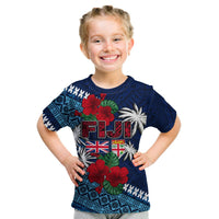 (Custom Personalised) Fiji Patterns With Hibiscus T Shirt KID LT6 Youth XL Size14 - Polynesian Pride