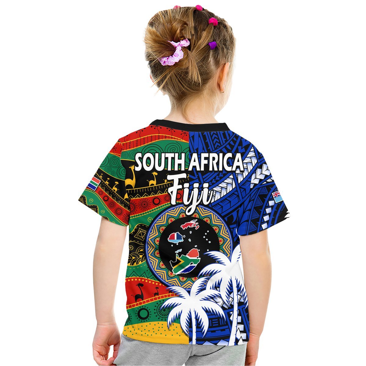 Indigenous South Africa Mixed Fiji Palm Tapa Kid T Shirt LT9 - Polynesian Pride
