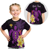 (Custom Personalised) Hawaii Turtle T Shirt Kid Hawaiian Flowers Version Purple Elegant LT13 Youth XL Size14 - Polynesian Pride